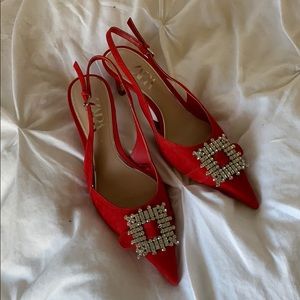 Zara bejeweled kitten heels
